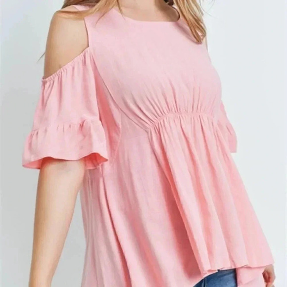 PINK COLD SHOULDER TUNIC TOP - Picture 6 of 6